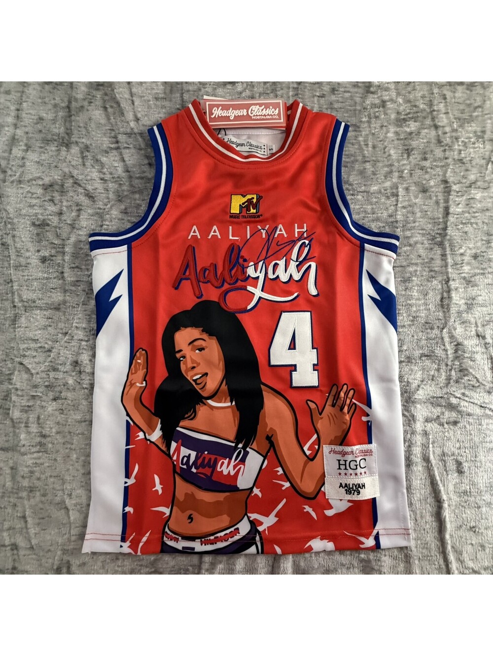 Headgear Classics Aaliyah MTV Youth Basketball Jersey Red White Blue Size S New